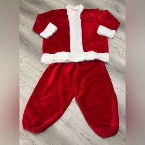 ViNTAGE 1980’s Santa Suit Jacket & Pants Only Red White Fur - EUC